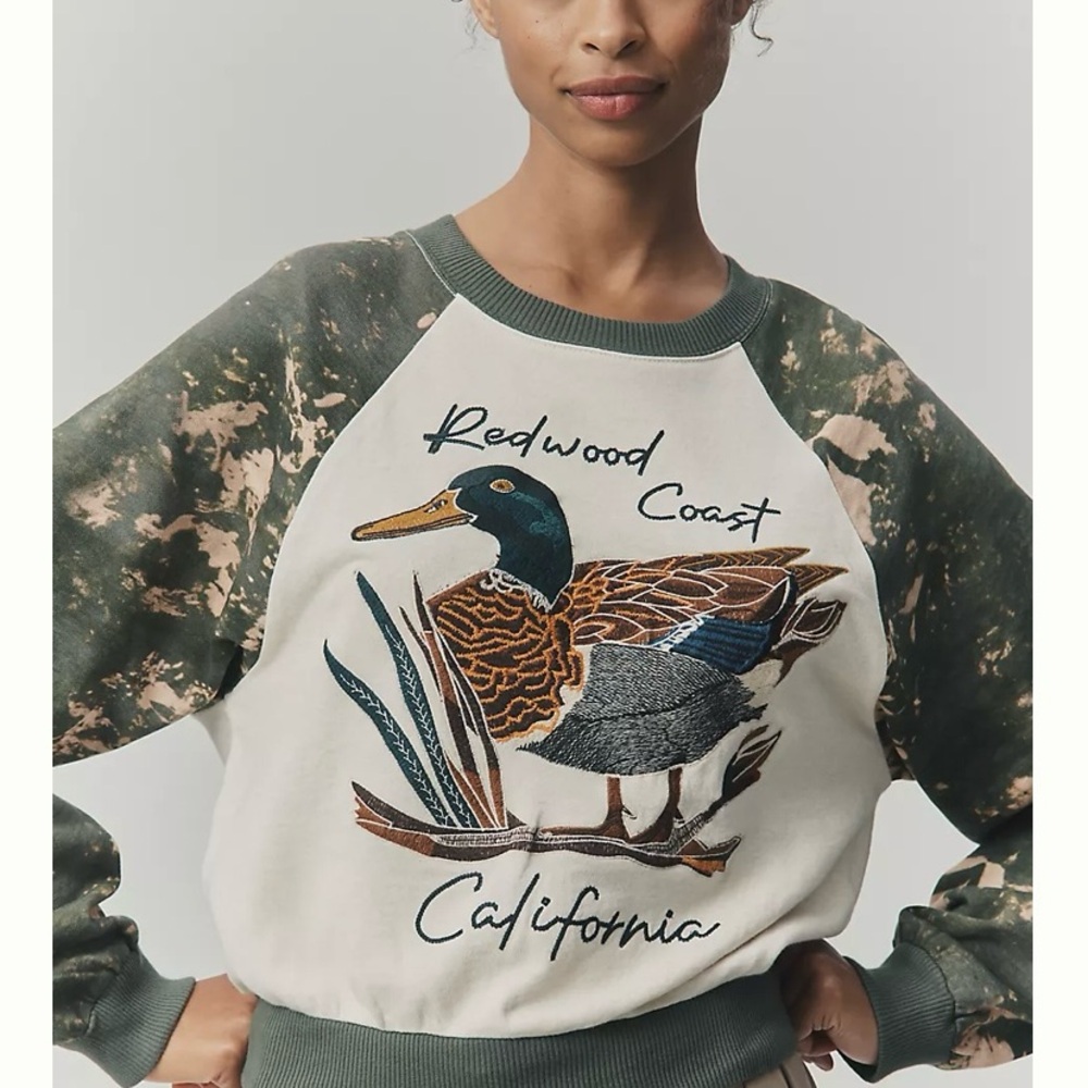 Pilcro Green and Cream Duck Sweatshirt NWT (Anthropologie)